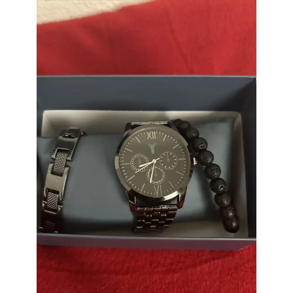 Men’s Yaamava Watch Set New 3 Piece Black New in box